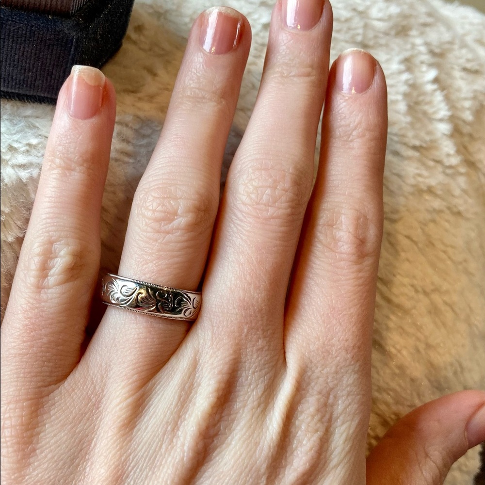 Tacori Sterling Silver Etched Wedding Band 5